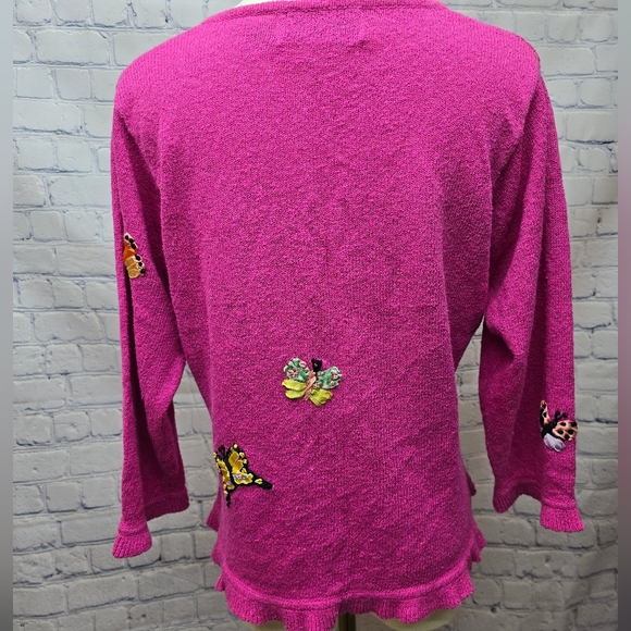 Vintage BellePointe Cardigan Sweater With Butterfly Ribbon Appliques - Small - Picture 5 of 7